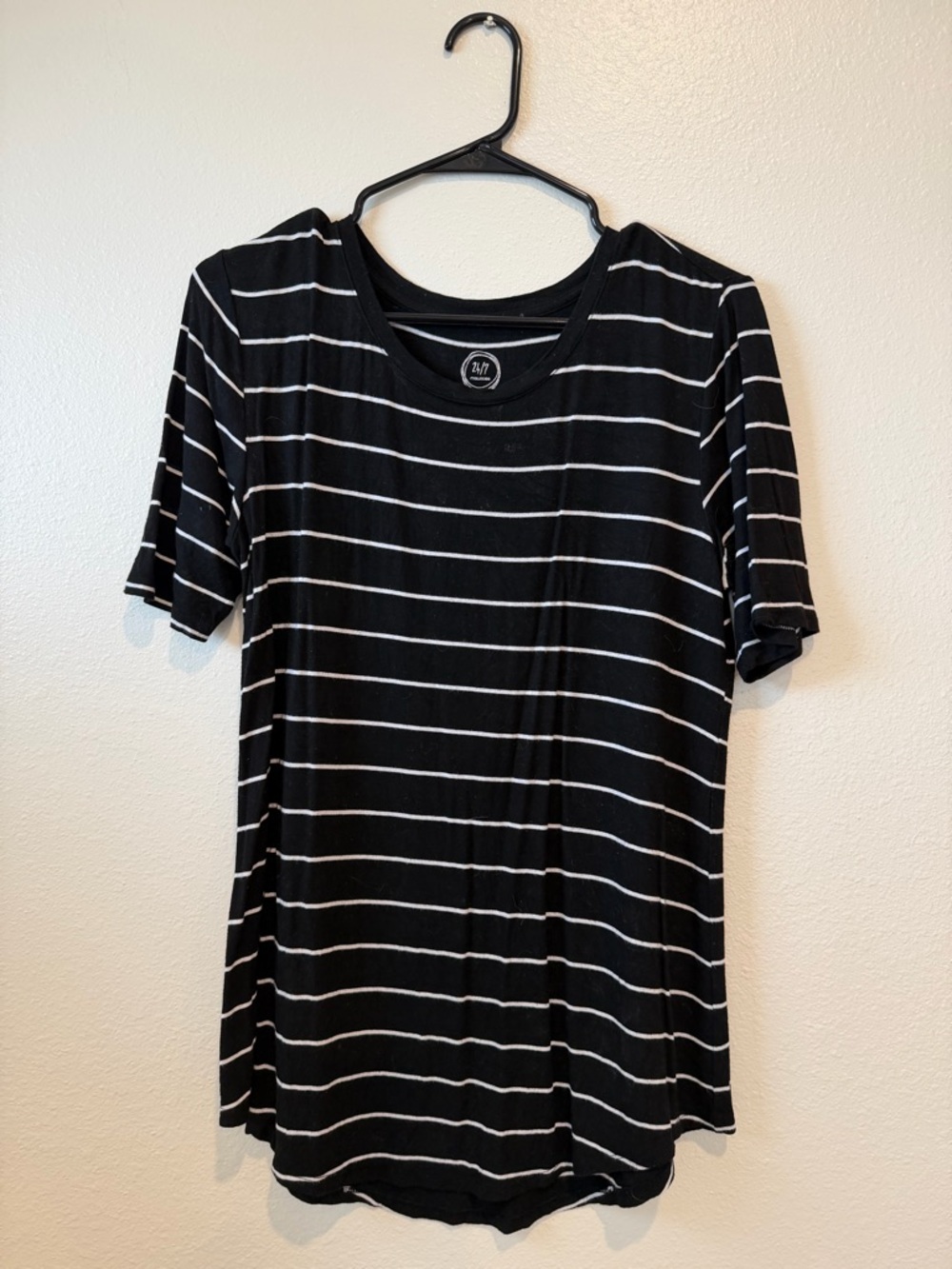 Maurices Black & White Striped Short Sleeve Tee